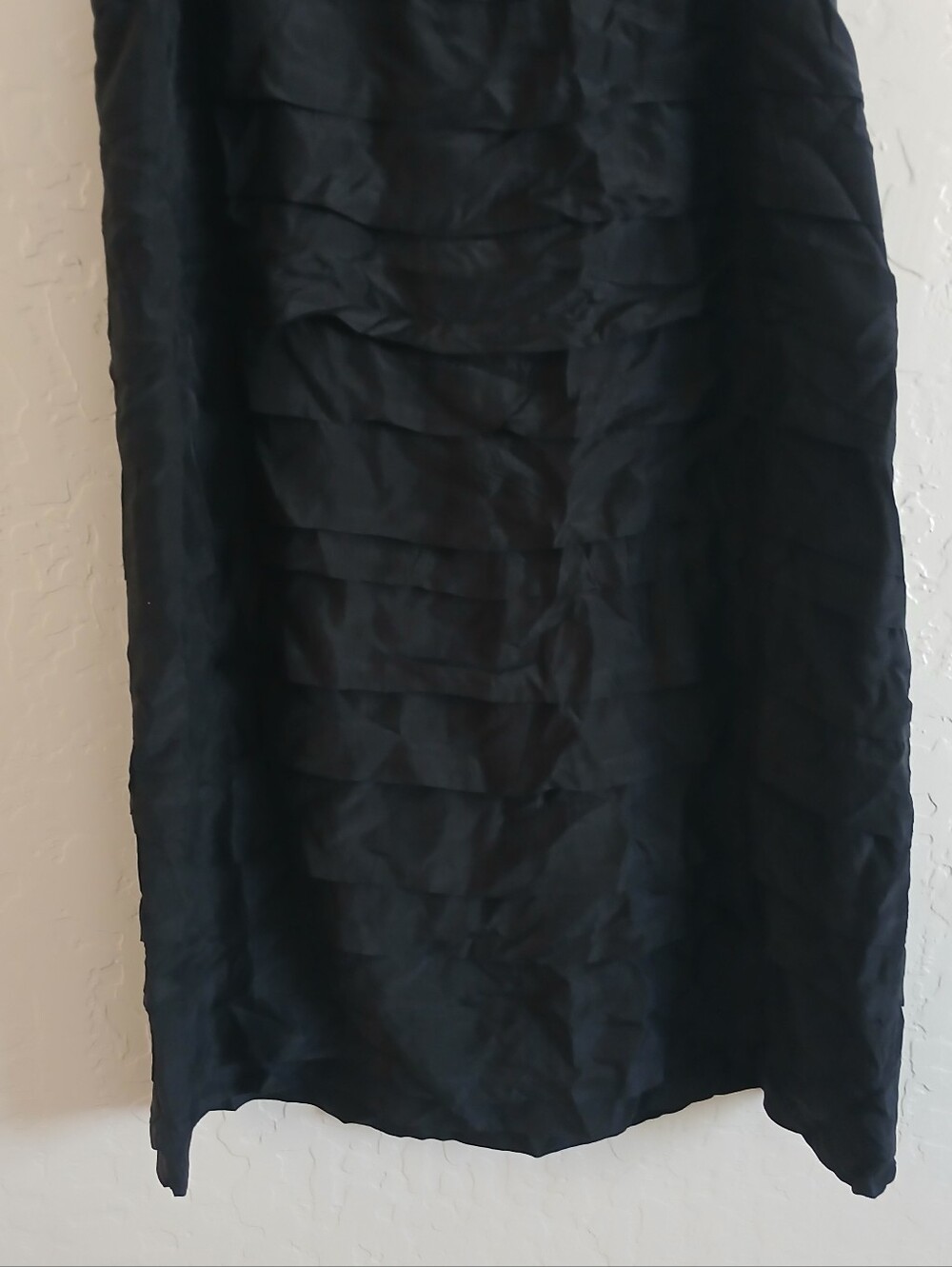 Eileen Fisher 100% Silk Georgette Ruffled Layered Dress XL Black Lightweight - Picture 6 of 8